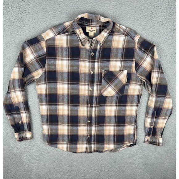 Woolrich Mens Button Up Long Sleeve Flannel Plaid Shirt Large Multicolor - Picture 2 of 9